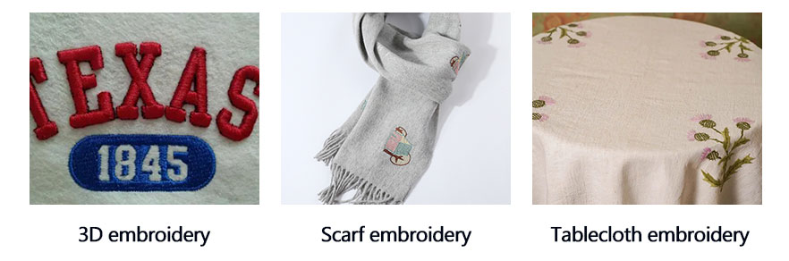 3D embroidery,scarf embroidery,tablecloth embroidery