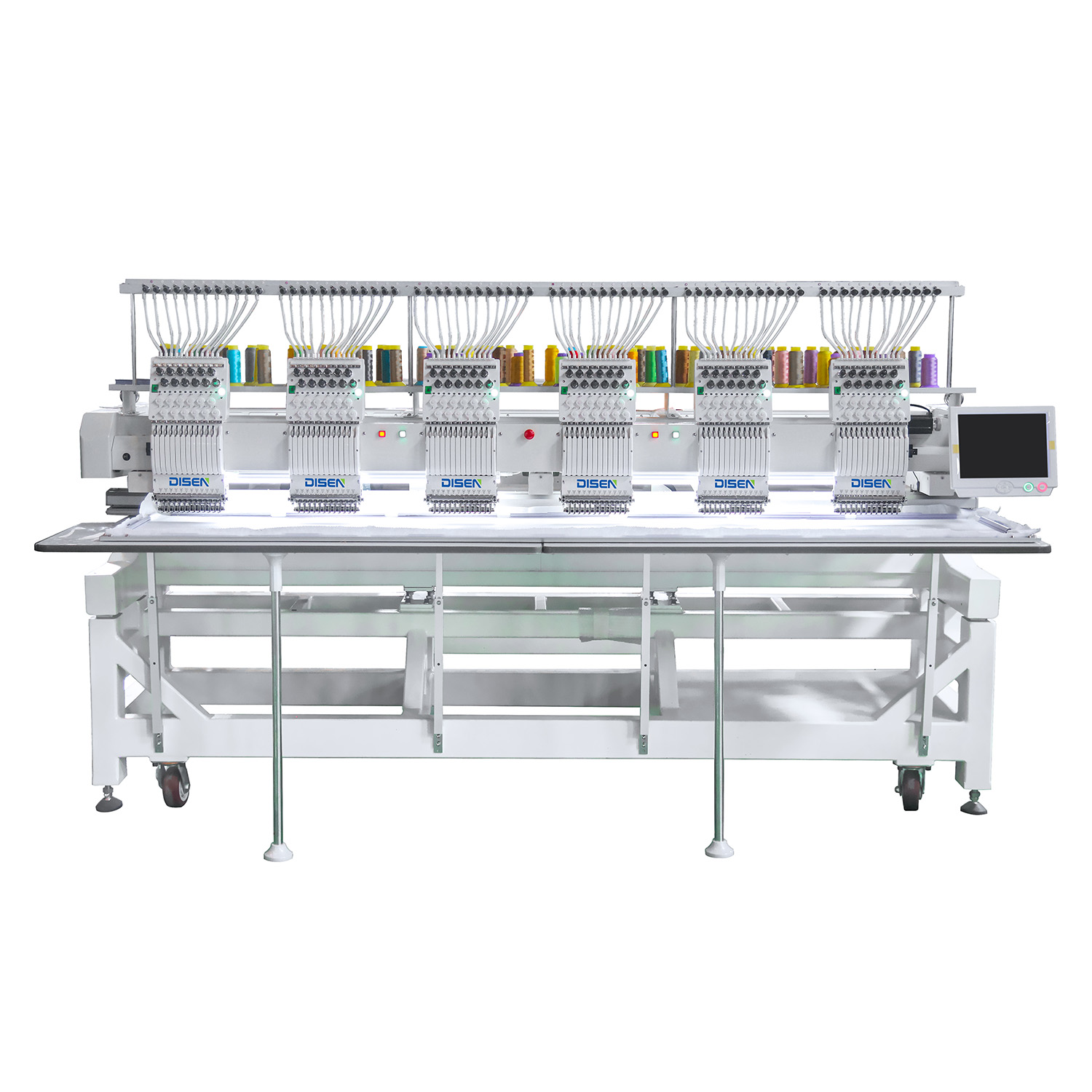 Commercial embroidery machine production floor